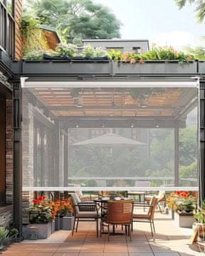 Nikcorp Prozoren rolo za teraso in balkon 80x120 cm, vodoodporen PVC zaslon, zaščita pred vetrom in dežjem, belo okovje