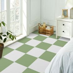 Nikcorp Samolepilne PVC talne ploščice zelene in bele barve, vinilna talna obloga 30x30 cm, vodoodporne, set 20 kosov, 1,8 m²