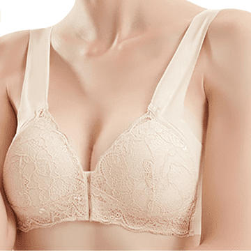 Nikcorp Čipkast push-up modrček s prednjim zapenjanjem, široke stranice za oblikovanje postave, bež barva, velikost XXL