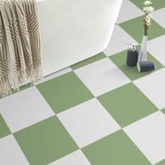 Nikcorp Samolepilne PVC talne ploščice zelene in bele barve, vinilna talna obloga 30x30 cm, vodoodporne, set 20 kosov, 1,8 m²