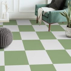 Nikcorp Samolepilne PVC talne ploščice zelene in bele barve, vinilna talna obloga 30x30 cm, vodoodporne, set 20 kosov, 1,8 m²