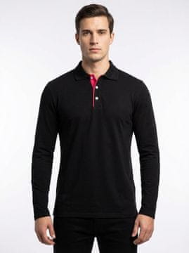 Nikcorp Moška polo majica z dolgimi rokavi Pako Jeans, 100% bombaž, eleganten gladek dizajn, črna barva, velikost S