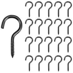 Nikcorp Vijačni kavlji za les in strop, 40 mm, komplet 20 kosov, robustni jekleni kavlji za DIY montažo in obešanje, črna barva