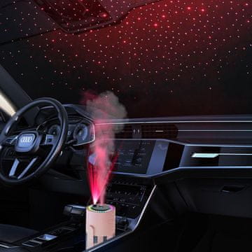 Nikcorp Vlažilec zraka s projektorjem zvezd, mini USB razpršilnik meglice za avto in dom, 280 ml, tiho delovanje, roza