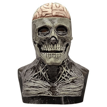 Nikcorp Grozljiva maska lobanja zombija iz lateksa s premično čeljustjo in vidnimi možgani za noč čarovnic, odrasla velikost