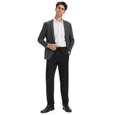 Nikcorp Moške krojene hlače chino Zylioo Regular Fit 3XL črne, 96% poliester 4% elastan, ravne hlačnice, srednji pas, zadrga, raztegljive in odporne proti gubam