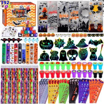 Nikcorp Dodatki za noč čarovnic set za ustvarjanje 24 darilnih vrečk, DIY komplet za dekoracijo in zabavo, 192 elementov