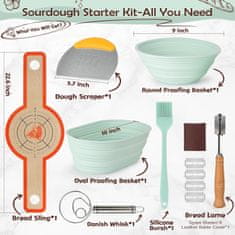 Nikcorp Komplet za peko kruha, 2 kosa, silikonski modelčki za vzhajanje in peko s pripomočki, zložljivi, turkizne barve