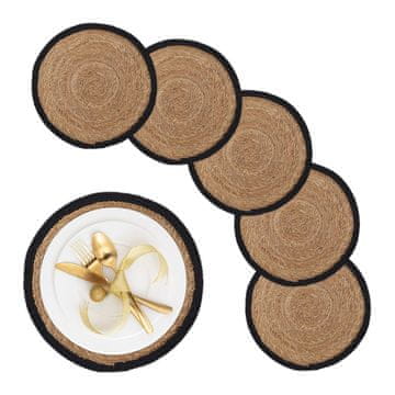 Northix Okrogli pogrinjki iz vodne hijacinte set 6 naravni material