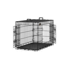 Songmics Kletka za hišne ljubljenčke 2 vrata zložljiva žična kletka 122x81x76 cm črna