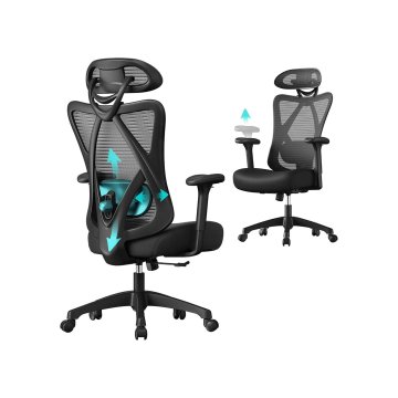 Songmics Pisarna stol 68x66x114-1235 cm Črna