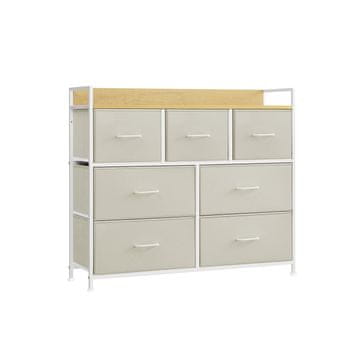 Songmics Predalnik 7 tkaninskih predalov 285x98x85 cm kremno bel