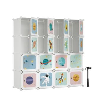 Songmics Omara DIY shramba omara za obešanje oblačil za otroke 123x41x123 cm bela