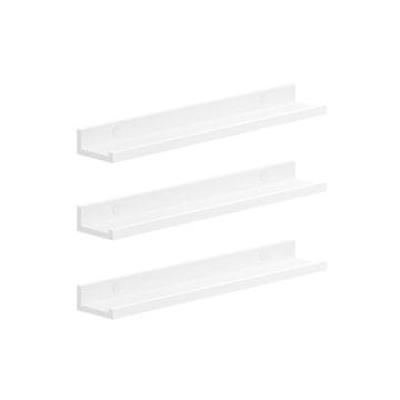 Songmics Komplet 3 kosov stenskih polic 38x10 cm bela