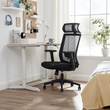 Songmics Pisarna stol 65x53x116-126 cm Črna