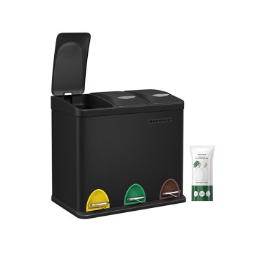 Songmics Kuhinjski smetnjak 3 v 1 s pedalom 465x295x405 cm črn