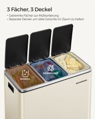 Songmics Koš za recikliranje 3 predelki 61x315x555 cm bež