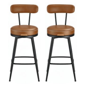 Songmics Set barskih stolov z vrtljivim sedežem in naslonjalom 54x54x91 cm rjave barve