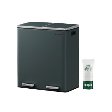 Songmics Koš za smeti z dvema predaloma pedal 586x32x65 cm siva