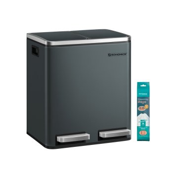 Songmics Koš za smeti sistem ločevanja odpadkov 41x315x47 cm zelena siva