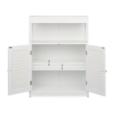 Northix Kopalniška omarica z lamelnimi vrati, bela, kompaktna zasnova, odprte police