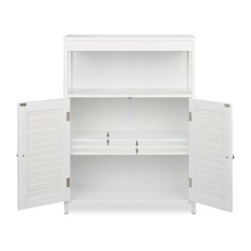 Northix Kopalniška omarica z lamelnimi vrati, bela, kompaktna zasnova, odprte police