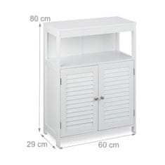 Northix Kopalniška omarica z lamelnimi vrati, bela, kompaktna zasnova, odprte police