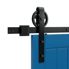 Nikcorp Sistem za drsna vrata, okovje iz ogljikovega jekla, dolžina 243 cm, mat črna barva, industrijski loft stil za notranja vrata