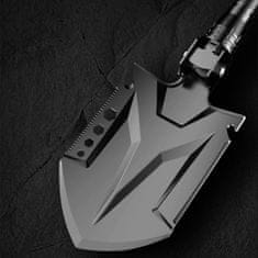 Nikcorp Večnamenska survival kamp lopata 24v1 s kompasom, zložljiva, dolžina 83 cm, manganovo jeklo, funkcija krampa in sekire