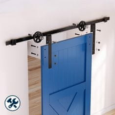 Nikcorp Sistem za drsna vrata, okovje iz ogljikovega jekla, dolžina 243 cm, mat črna barva, industrijski loft stil za notranja vrata