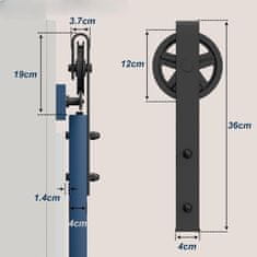 Nikcorp Sistem za drsna vrata, okovje iz ogljikovega jekla, dolžina 243 cm, mat črna barva, industrijski loft stil za notranja vrata