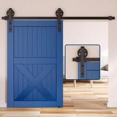 Nikcorp Sistem za drsna vrata, okovje iz ogljikovega jekla, dolžina 243 cm, mat črna barva, industrijski loft stil za notranja vrata