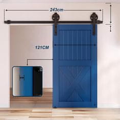 Nikcorp Sistem za drsna vrata, okovje iz ogljikovega jekla, dolžina 243 cm, mat črna barva, industrijski loft stil za notranja vrata