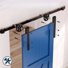 Nikcorp Sistem za drsna vrata, okovje iz ogljikovega jekla, dolžina 228 cm, črne barve, komplet za eno vratno krilo, loft slog