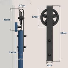 Nikcorp Sistem za drsna vrata, okovje iz ogljikovega jekla, dolžina 228 cm, črne barve, komplet za eno vratno krilo, loft slog