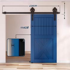 Nikcorp Sistem za drsna vrata, okovje iz ogljikovega jekla, dolžina 228 cm, črne barve, komplet za eno vratno krilo, loft slog