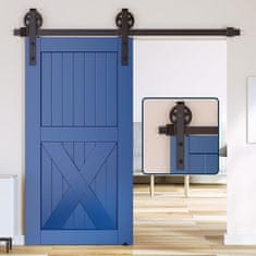 Nikcorp Sistem za drsna vrata, okovje iz ogljikovega jekla, dolžina 228 cm, črne barve, komplet za eno vratno krilo, loft slog