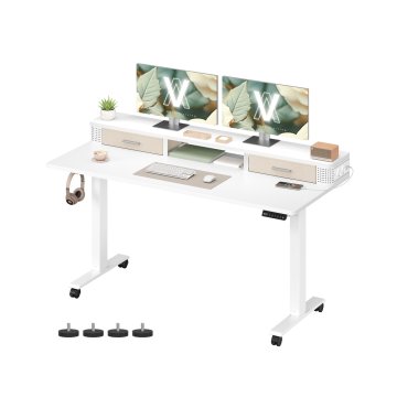 Songmics Višinasto nastavljiva pisalna miza 60x140x72-120 cm bela