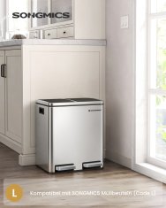 Songmics Koš za recikliranje 2 prekata 41x47x36 cm srebrne barve