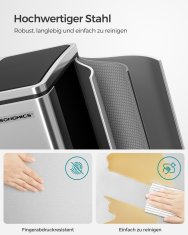 Songmics Koš za recikliranje 2 prekata 41x47x36 cm srebrne barve