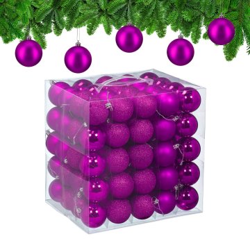 Northix Komplet kroglic za božično drevo 100 kosov mešani zaključki mat bleščeč sijajni srebrni trakovi