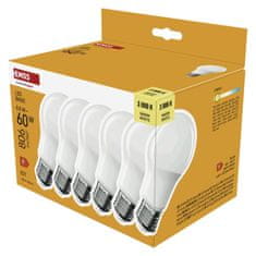 Emos Basic A60 LED žarnica, E27, 806 lm, 60 W, toplo bela, 6/1