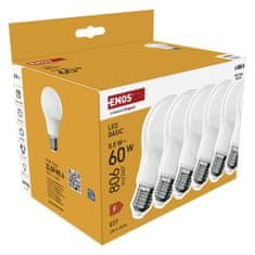 Emos Basic A60 LED žarnica, E27, 60 W, 806 lm, toplo bela, 6/1