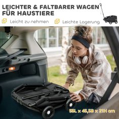 Homestar Zložljiv voziček za hišne ljubljenčke pasje in mačje voziček 53x45x28 cm črn