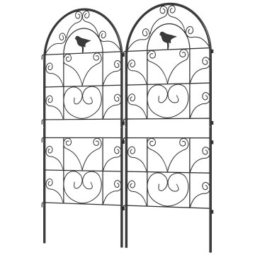 Homestar Komplet kovinskih opornikov za rastline z vzorcem ptice 50x120 cm črna