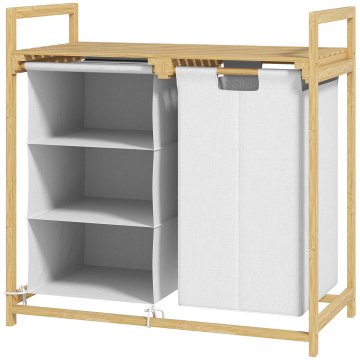 Homestar Košara za perilo 4 predelki 70x36x70 cm bela