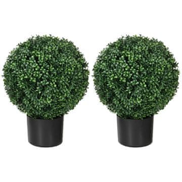 Homestar Set umetnih rastlin škatla buxus topiarij 52 cm zelena