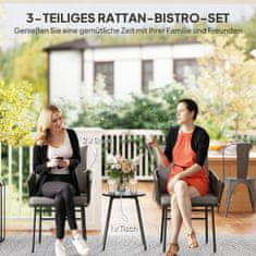 Homestar Bistro komplet 3-delni ratan zunanji set 58x63x69 cm siva
