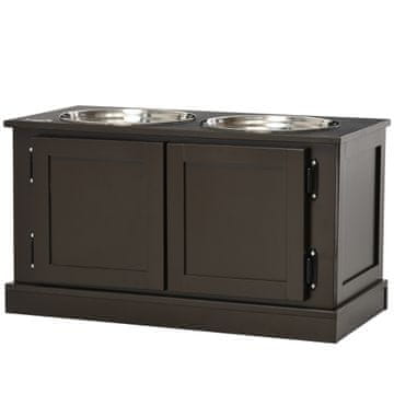 Homestar Stojalo za pasje posode 2 skledi 60x30x34 cm rjavo