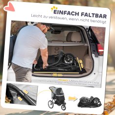 Homestar Zložljiv voziček za hišne ljubljenčke tekaški za majhne pse in mačke 100x58x100 cm siv